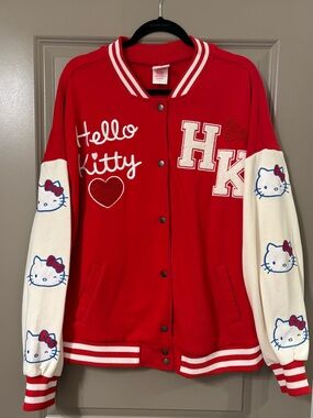 Hello Kitty Red & Cream Embroidered Varsity Jacket